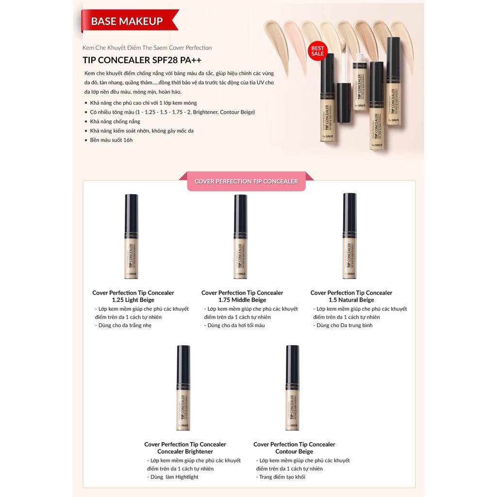 Kem che khuyết điểm The Saem The Seam Cover Perfection Tip Concealer