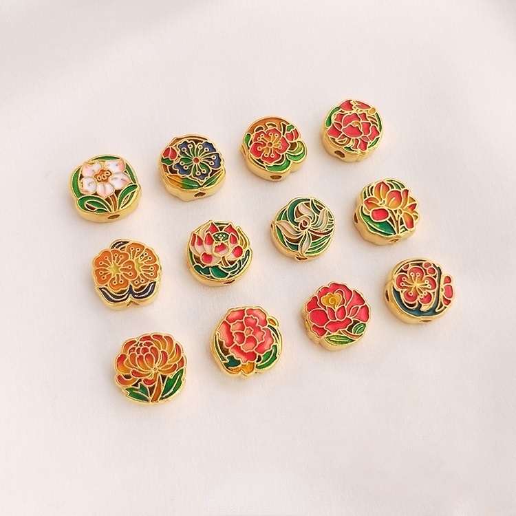 Cát Vàng Xanh Tráng Men Xanh Dương Có Lỗ Rỗng Làm Vòng Đeo Tay diy