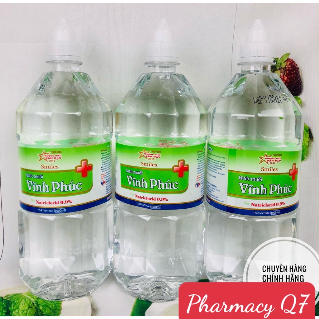 CHAI 1000ML NACL 0,9% NATRI CLORID NATRI SÚC MIỆNG , RỬA MŨI, NƯỚC MUỐI VĨNH PHÚC NACL VINH PHUC VP