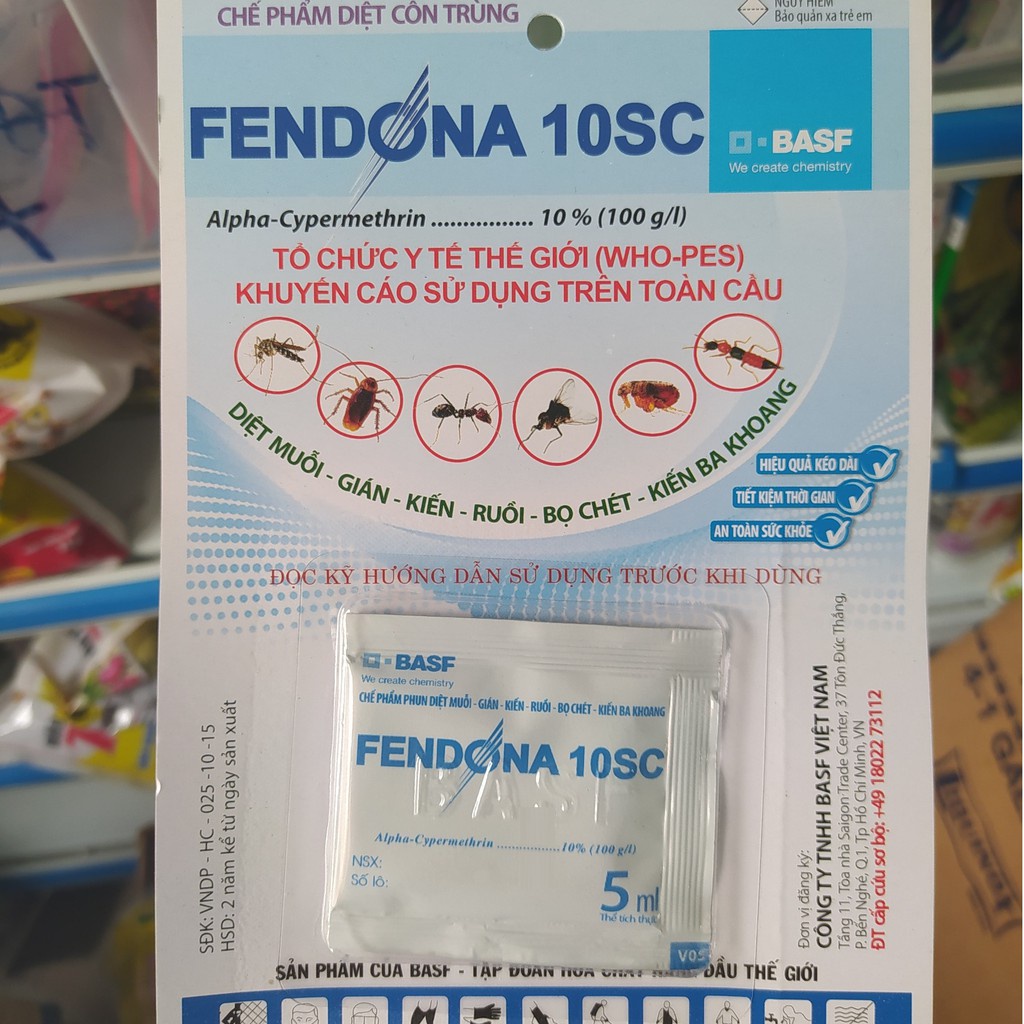 Chế Phẩm Diệt Côn Trùng FENDONA 10SC - Thuốc Diệt Muỗi Kiến Gián (gói 5ml)