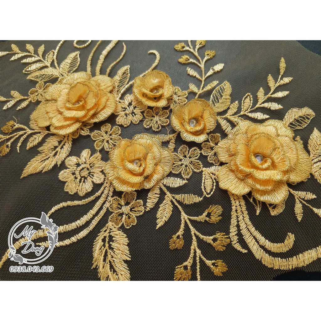 [Nhiều màu] Combo 4 Bông lưới 3D phối đầm thời trang (phụ liệu may mặc) - MS 90