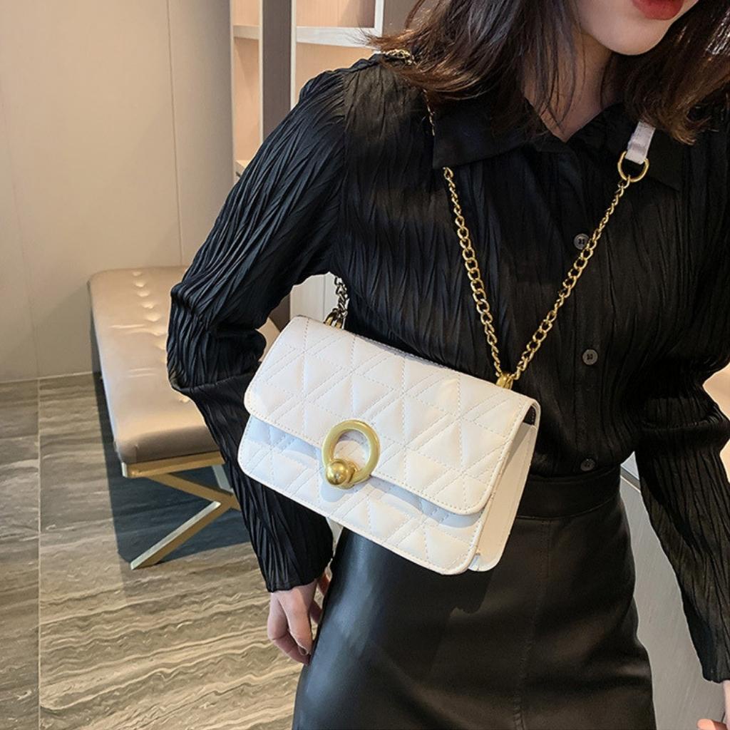 Túi Xách Nữ Đeo Chéo Dây Xích Móc Khóa Hình Tròn  HARA Túi Xách