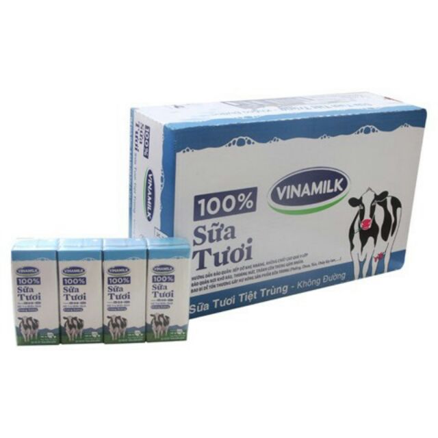 [hsd 02.2020] Thùng 48 Hộp Sữa Tươi Vinamilk 100% Không Đường / Ít đường 180ml.