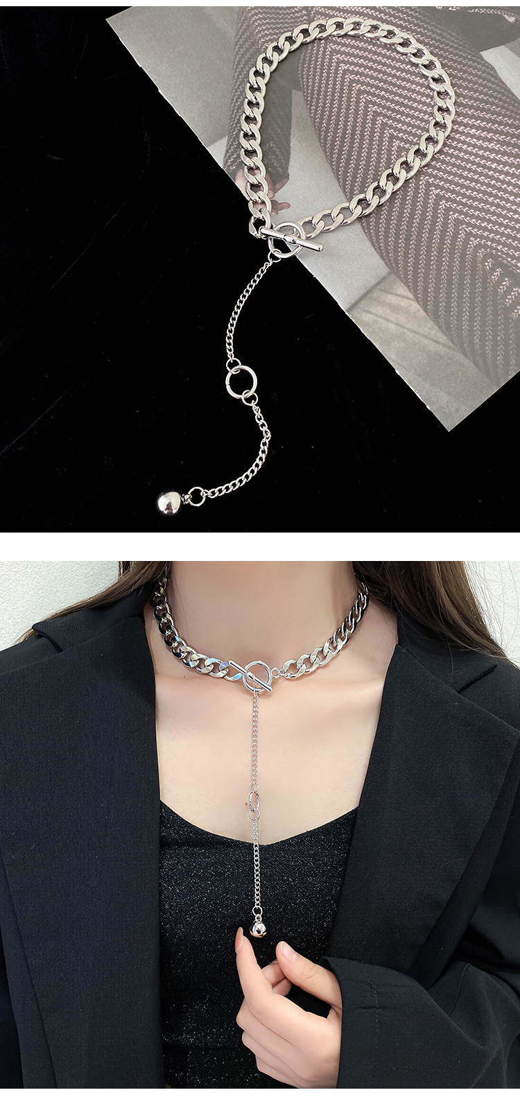 Dây Chuyền Choker Màu Bạc Kiểu Hàn Quốc Xinh Xắn Cho Nữ