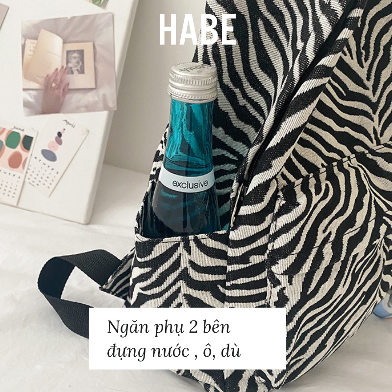 Balo nữ đi học Ulzzang thời trang Hàn Quốc, cặp sách đi học ngựa vằn hottrend   HABE BL01