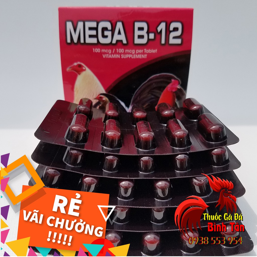 Thuốc nuôi gà đá cao cấp Mega B12 (1 hộp 100 viên)