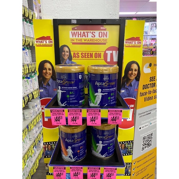 Sữa AptaGrow Milk Úc dòng cao năng lượng cho bé 1+ đến 6+ 800g date 2025