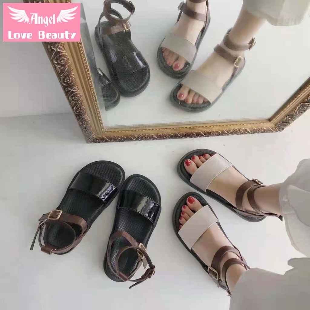 Đôi Giày Sandal Mùa Hè Đế Phẳng Dày Phong Cách Hàn Quốc Thời Trang Dễ Phối Đồ Cho Nữ