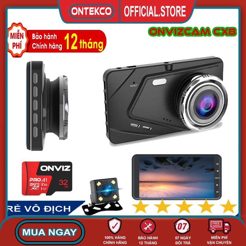 [Mã 12ELSALE hoàn 7% đơn 300K] Camera ô tô chính hãng Onviz Việt Nam model CX8 màn hình 4 inh, chuẩn Full HD
