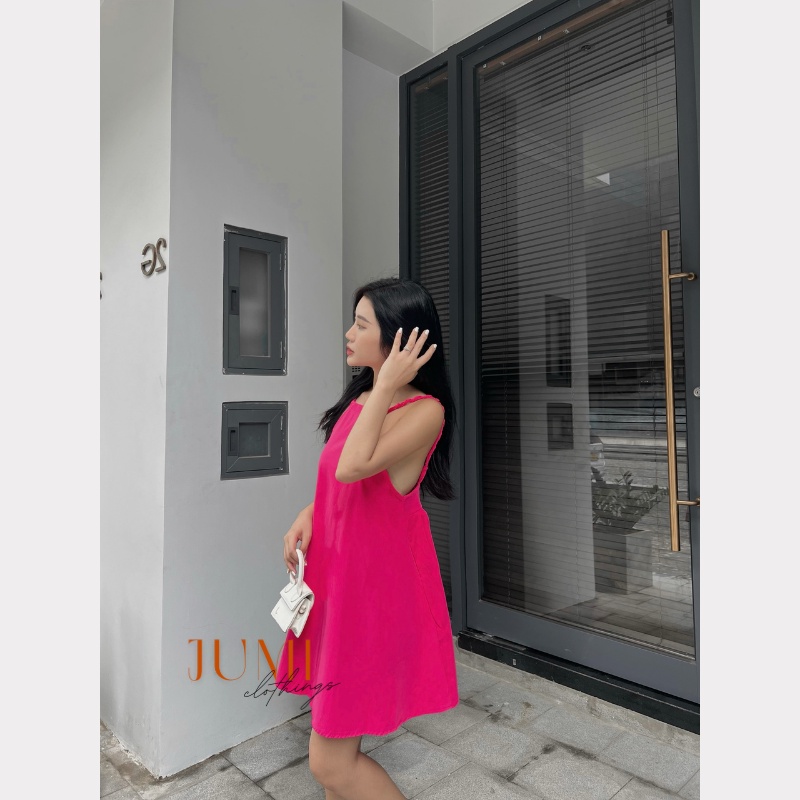 Đầm yếm xòe, đầm chữ A 2 dây váy hở lưng 4 màu | BigBuy360 - bigbuy360.vn