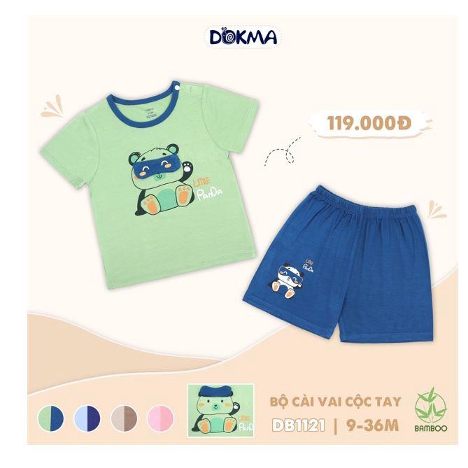 Bộ Ngắn Cài Vai Sợi Tre Dokma DB1121 9-36 Tháng Siêu Mềm Mịn