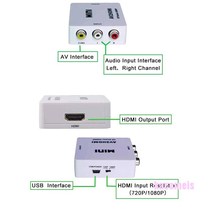Đầu Chuyển Đổi Mini RCA AV Sang HDMI AV 2 HDMI 1080P Chuyên Dụng