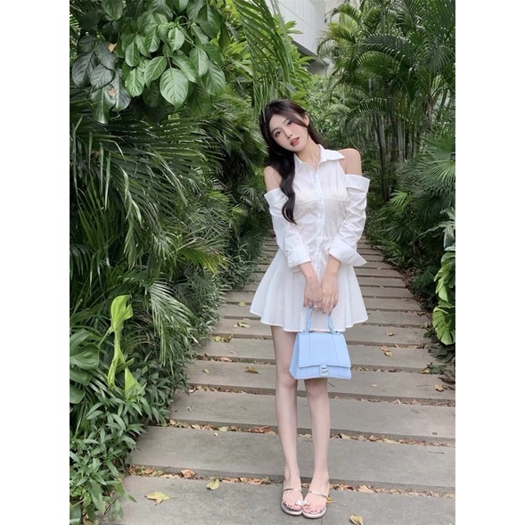 Váy Sơmi Trễ Vai Phong Cách Hàn Quốc Theday