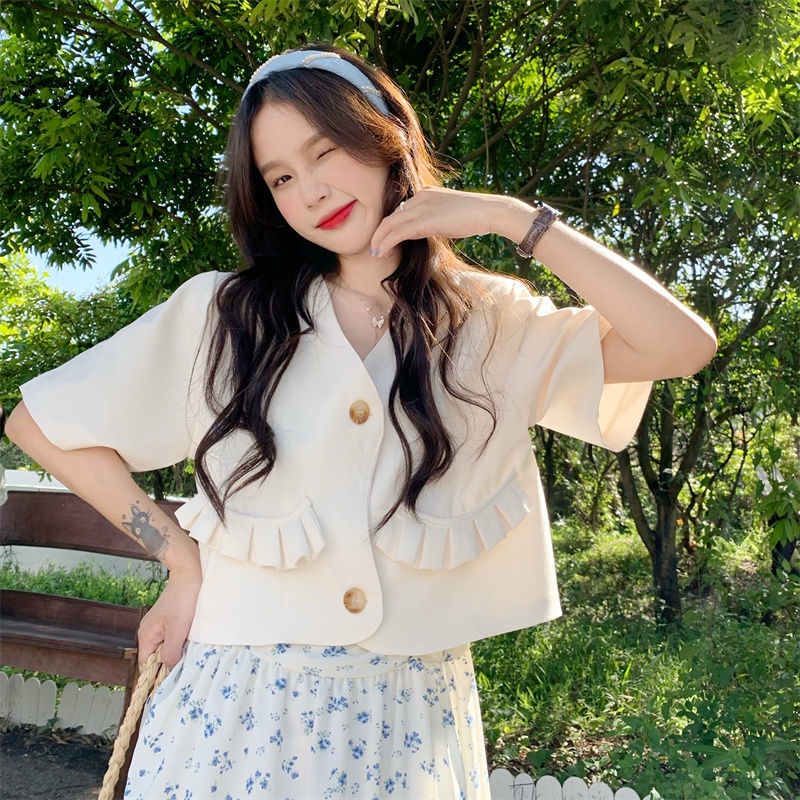 Áo Khoác Vest Cổ Chữ V Thời Trang Mùa Hè Hàn Quốc Dành Cho Nữ