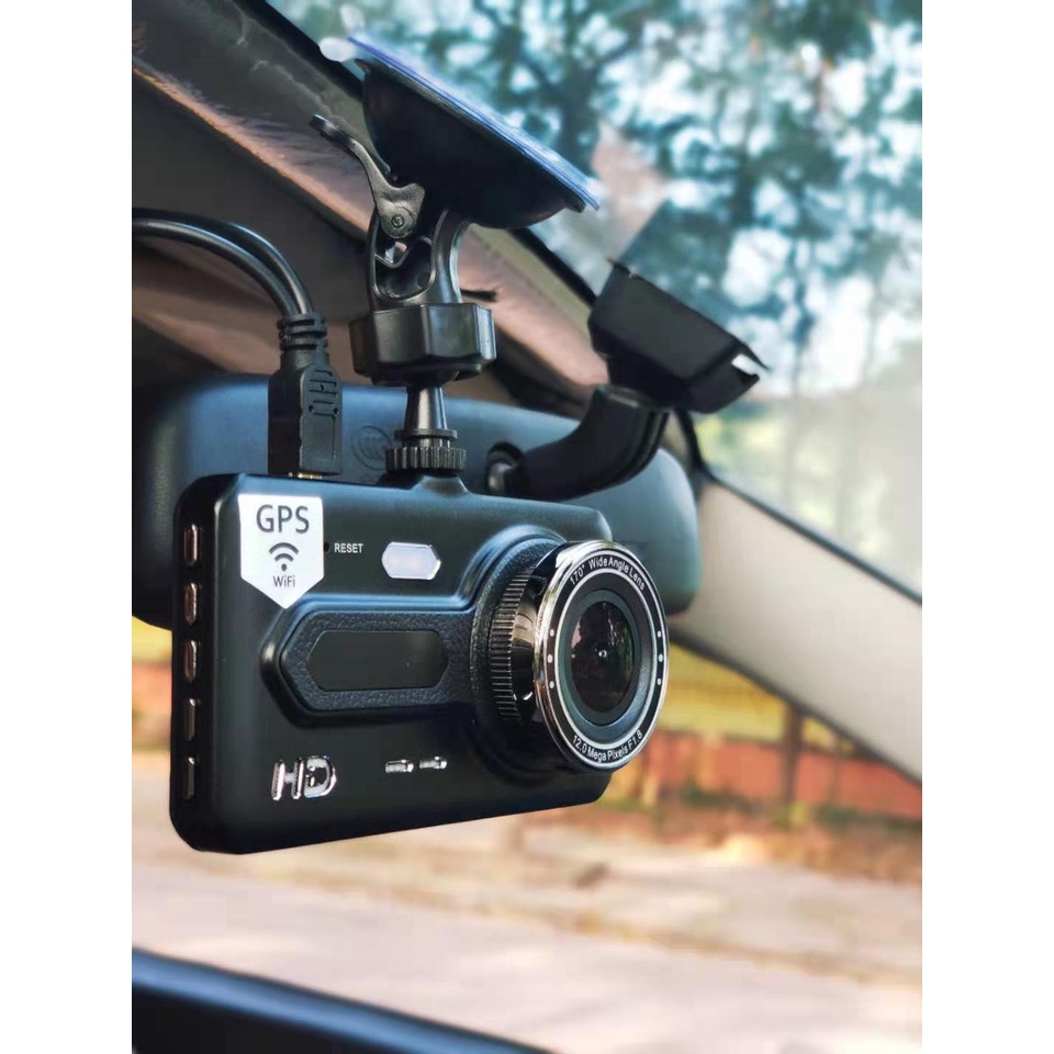 Camera hành trình ô tô A4 Plus,Camera hành trình wifi kết nối điện thoại ghi hình trước sau,có GPS,hỗ trợ thẻ nhớ 32G