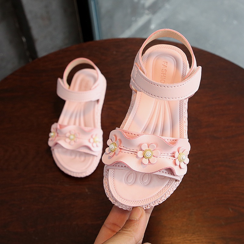 Dép Sandal Bé Gái 1-6 Tuổi Đính Hoa Siêu Nhẹ Đế Êm Chống Trơn Trượt Phong Cách Tiểu Thư Hàn Quốc D58
