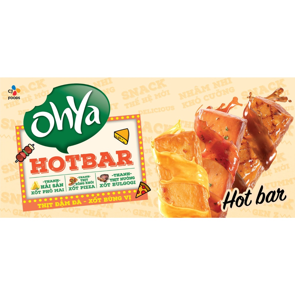 Thanh Ohya hotbar 35g - Vị Thịt xông khói Xốt Pizza (snack thịt kèm xốt)