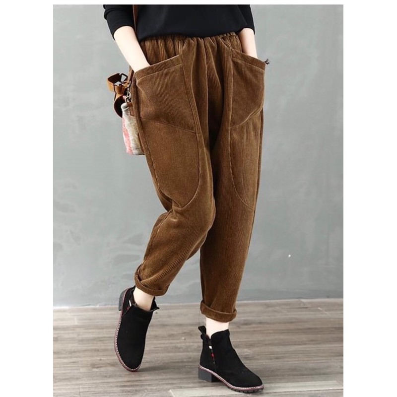 Quần nhung tăm dáng thụng