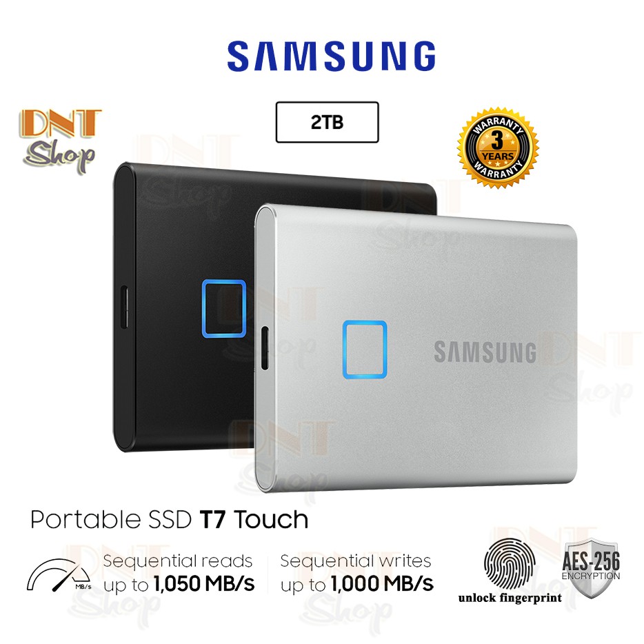 Ổ cứng di động SSD Portable Samsung T7 Touch 2TB - USB 3.2 Gen 2 (MU-PC2T0) | WebRaoVat - webraovat.net.vn