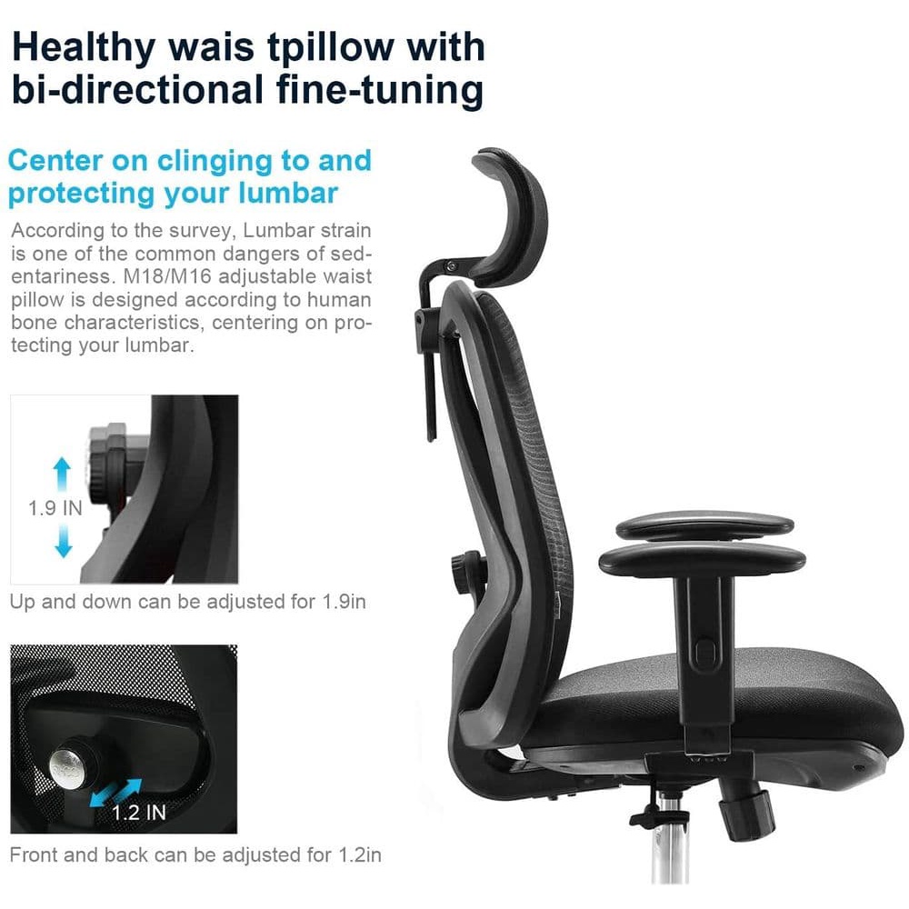 SIHOO M18 - Ghế xoay văn phòng thiết kế công thái học Ergonomic, đỡ thắt lưng nâng hạ, điều chỉnh cột sống.