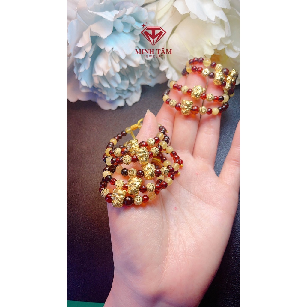 Vòng tay hổ #phách giáp Hổ bạc xi vàng mẫu mới 2022-Minh Tâm Jewelry