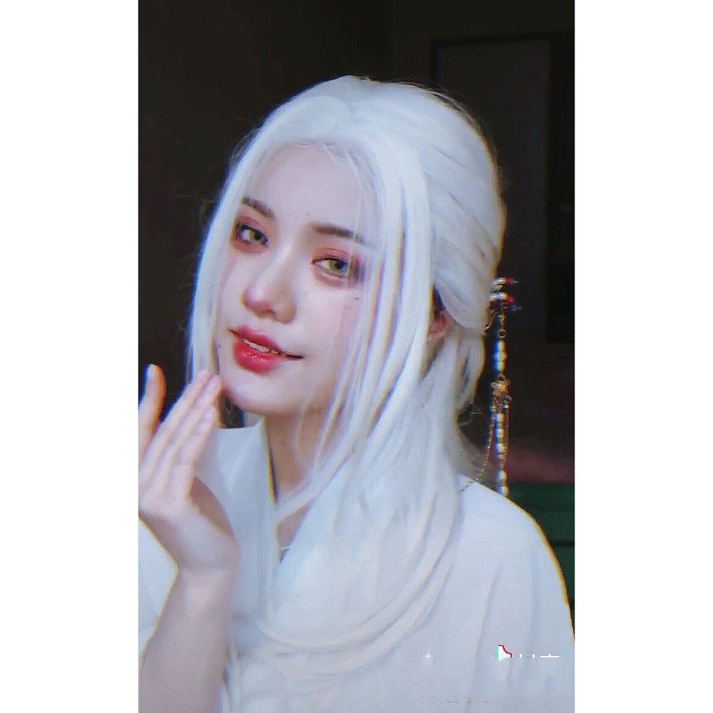 Tóc giả cosplay NỮ, Nam -  Màu TRẮNG bạch kim, ĐEN dài 70cm - Tóc giả nam cosplay cổ trang