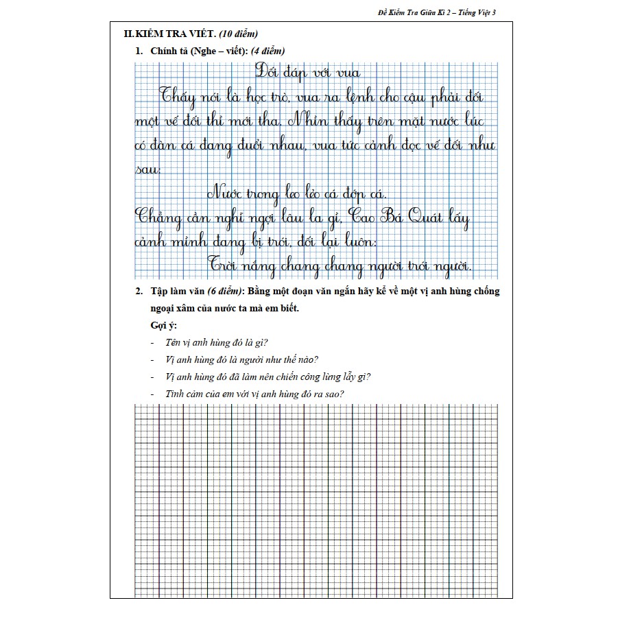 Sách Đề Kiểm Tra Tiếng Việt 3 Học Kì 2 (1 cuốn)