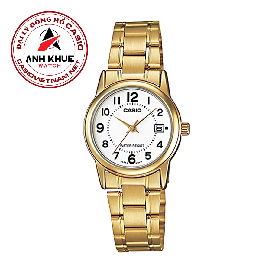 Đồng Hồ Casio | Nữ LTP-V002G-7BUDF | Dây Kim Loại Mạ Vàng | 3 Kim | Chống Nước