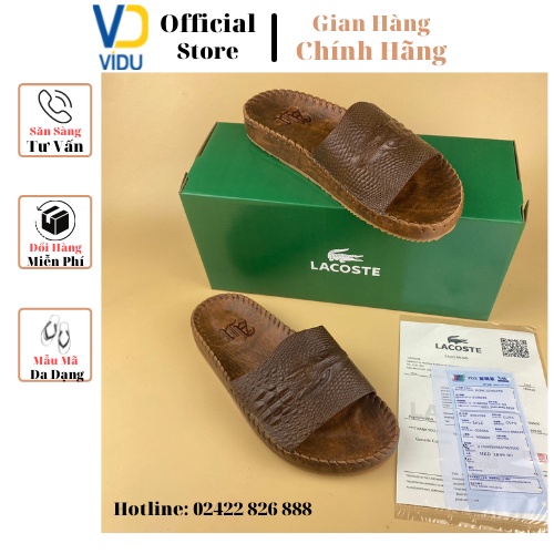 Dép da nam thời trang ViDu 21128 màu nâu chất lượng da bò nguyên tấm đế khâu siêu bên, cực nhẹ
