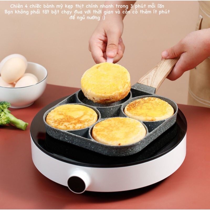 CHẢO CHIA Ô,CHẢO ĐÁ CHỐNG DÍNH CHIA 4 NGĂN TIỆN DỤNG NẤU BẾP TỪ VÀ BẾP GA