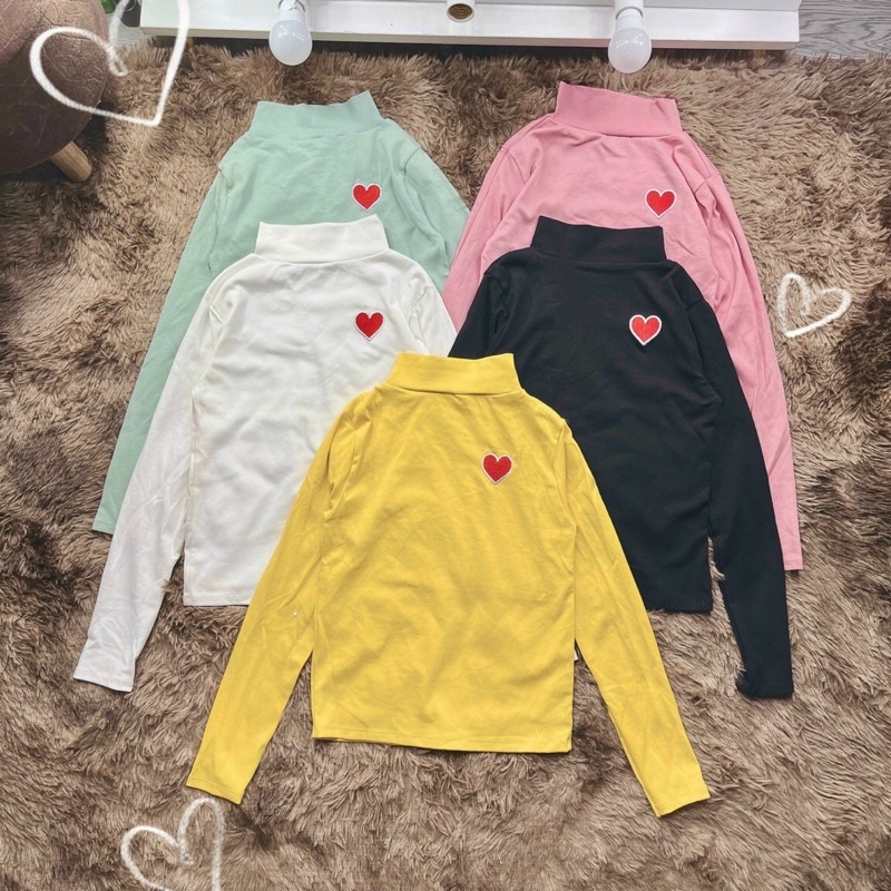 Áo cổ lọ thêu logo trái tim xinh LY alohashop91