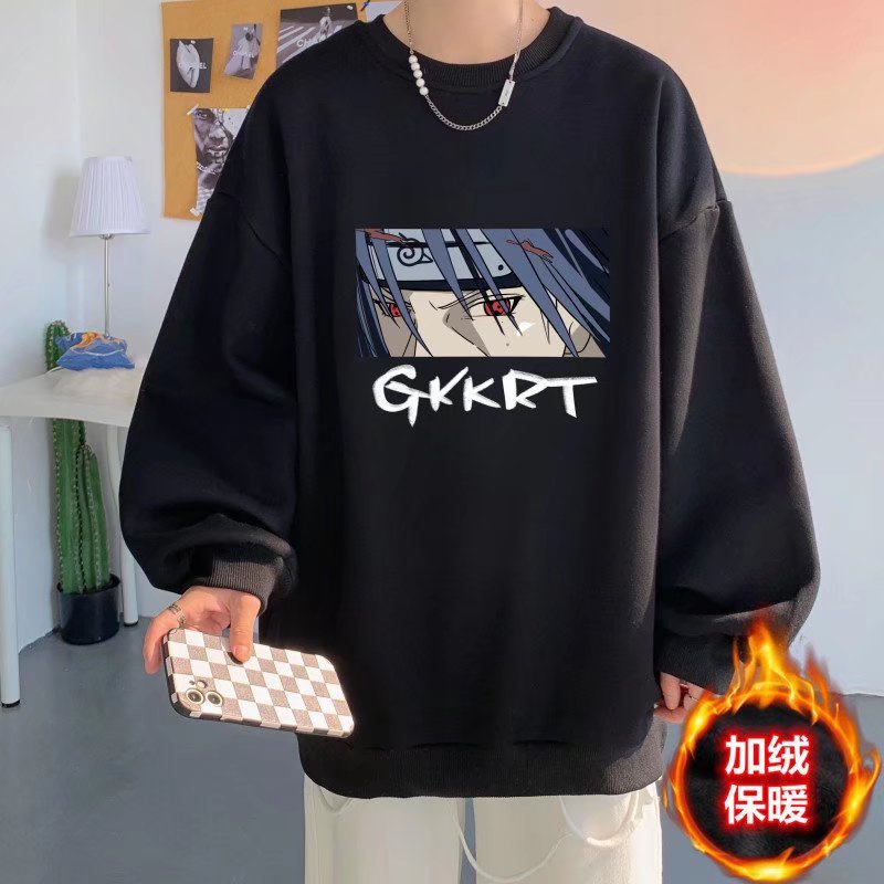 Áo sweater unisex cổ tròn dáng rộng in họa tiết anime thời trang mùa thu giản dị dành cho nam và nữ