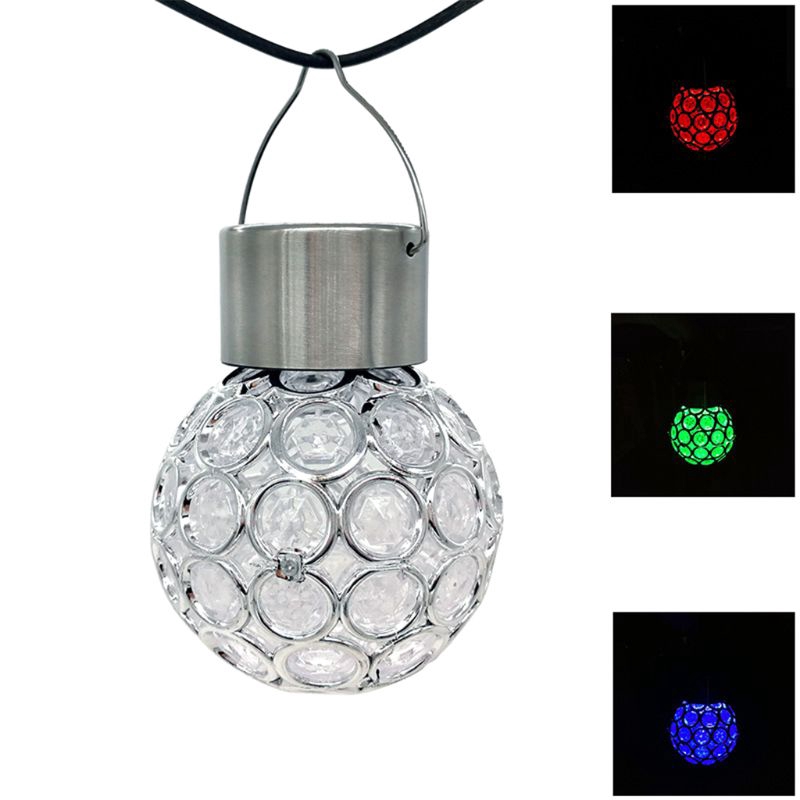 H☆  Colorful Solar Lights, Outdoor Hanging Decorative Garden Lights 7 Colors LED Crackle Glass