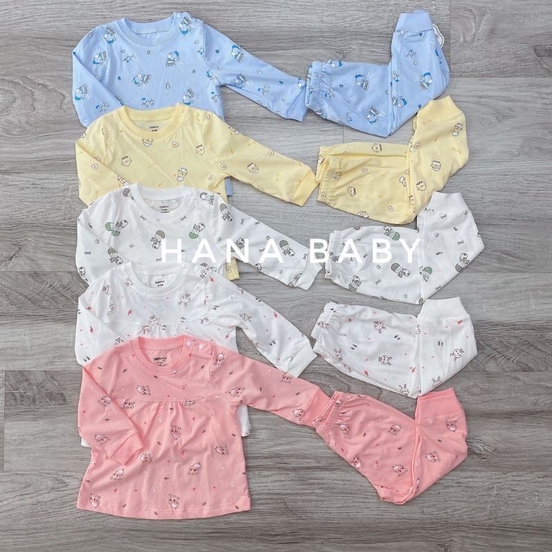 Bộ dài tay cài vai Dokma chất cotton 6-24M