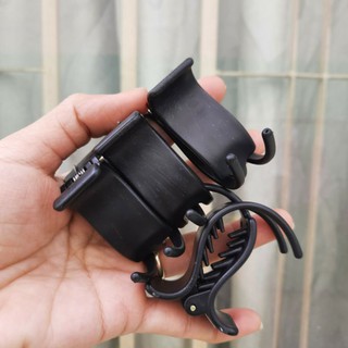 Lố 12 Kẹp tóc 3 răng nhám đen (nhựa mềm)