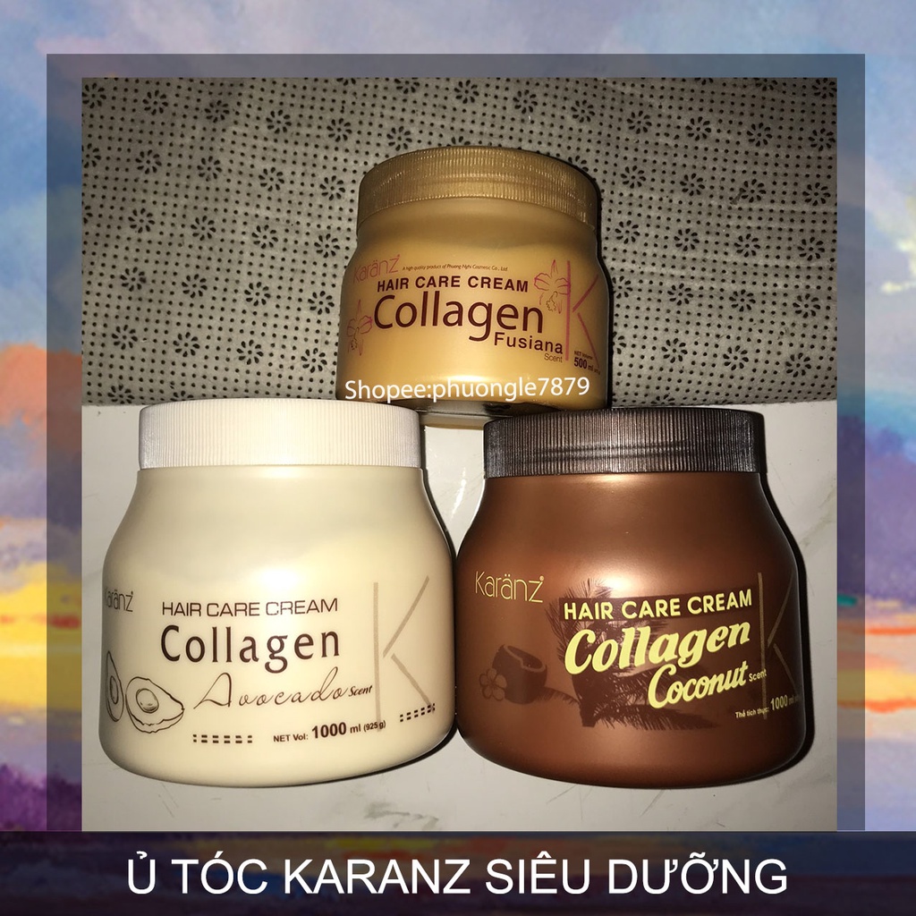 [1000ml] Hấp dầu kem ủ tóc Collagen Karanz dừa lùn màu nâu, dưỡng chất Collagen giúp phục hồi và tái tạo tóc khỏe