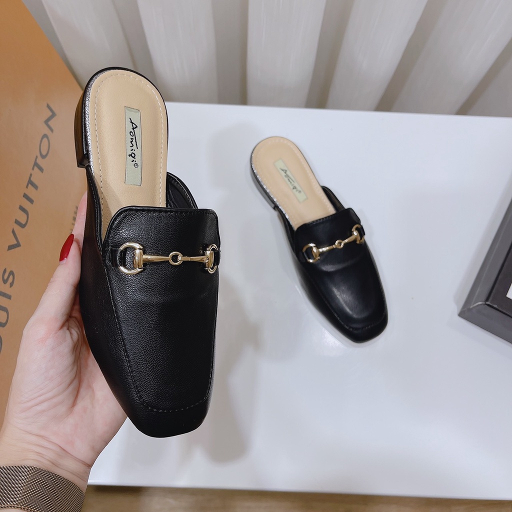 Giày Sục Lười Đính Khóa Xích Đế 3cm Chống Trượt Giá Rẻ