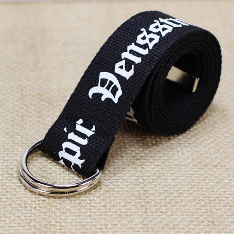 Thắt lưng canvas in chữ cá tính cho nữ