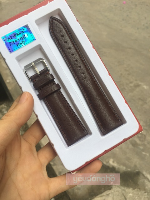 Dây đồng hồ da bò vân rằn nhẹ mềm mại khóa bạc