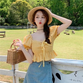 Áo croptopthô hàn thắt nơ cực xinh có sẵn