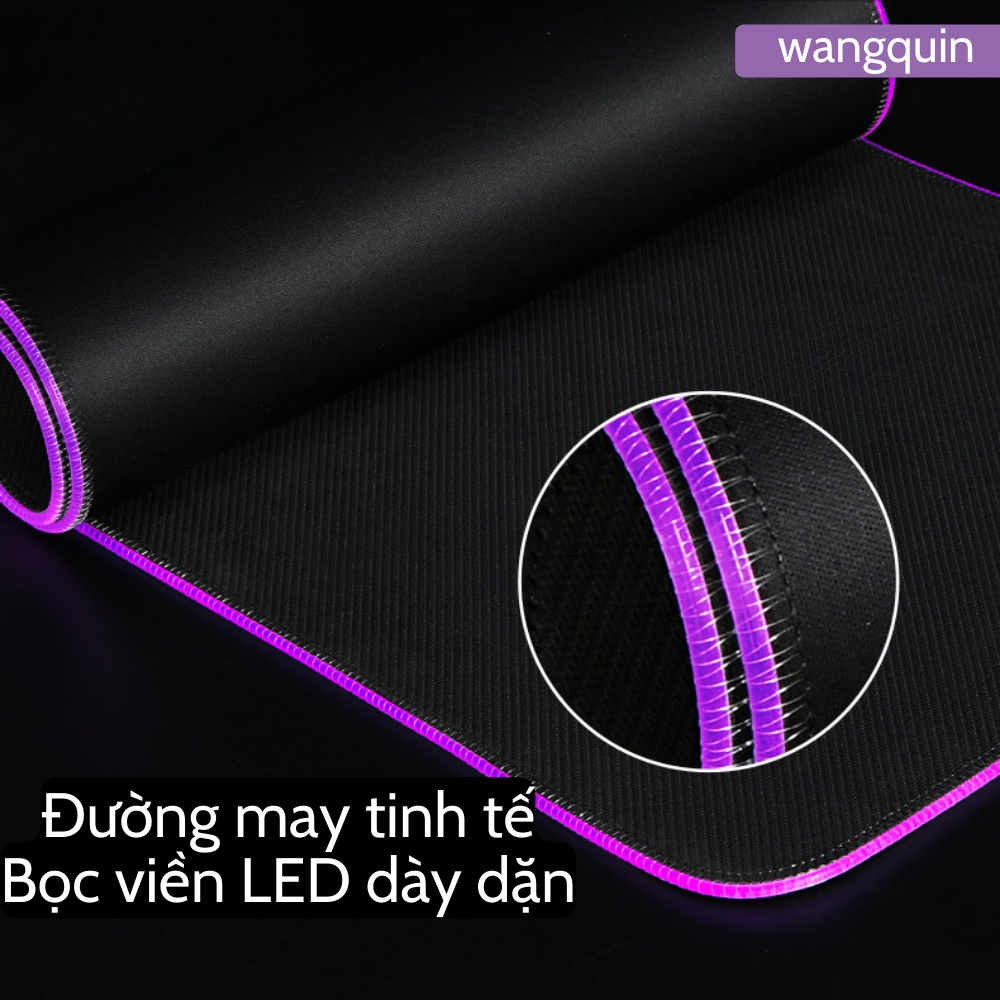 Sẵn VN - Thảm Lót chuột LED RGB chống nước cực đẹp Lót bàn phím đủ màu cỡ lớn bền Siêu Dày 3mm chuyên game 80x30 90x40