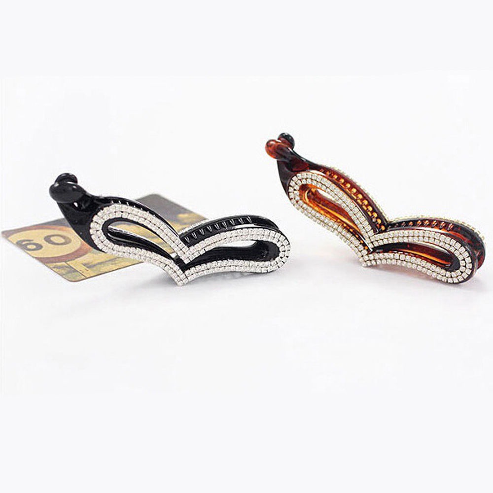 Kẹp tóc Acrylic hình trái tim khảm đá lấp lánh thanh lịch cho nữ