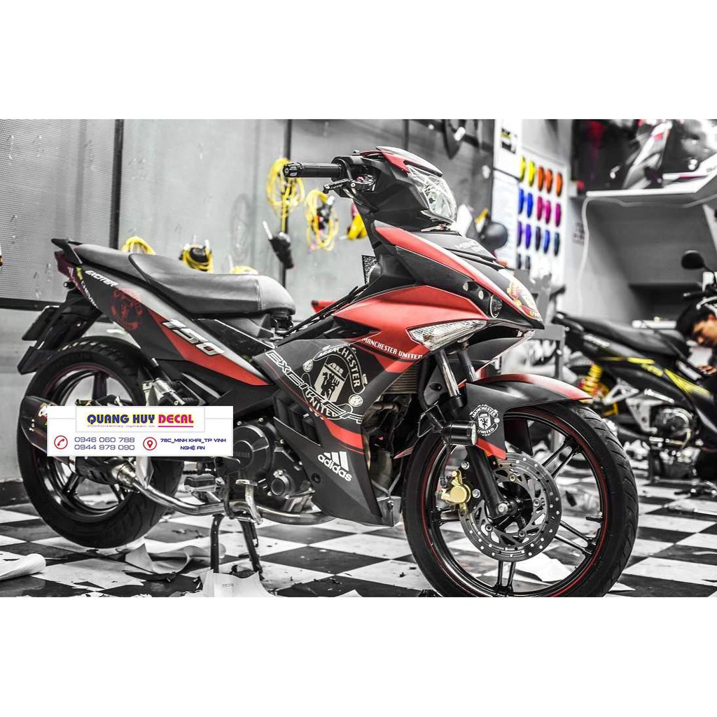 Tem trùm exciter 150 ♦FREESHIP♦ đỏ đen MU, độ team decal xe ex dán đời 2015-2020