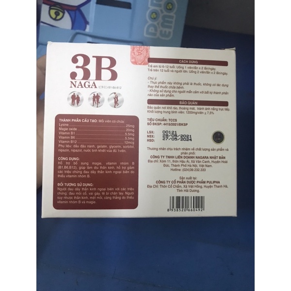 3B Naga hộp 100 viên hỗ trợ giảm các triệu chứng đau dây thần kinh ngoại biên