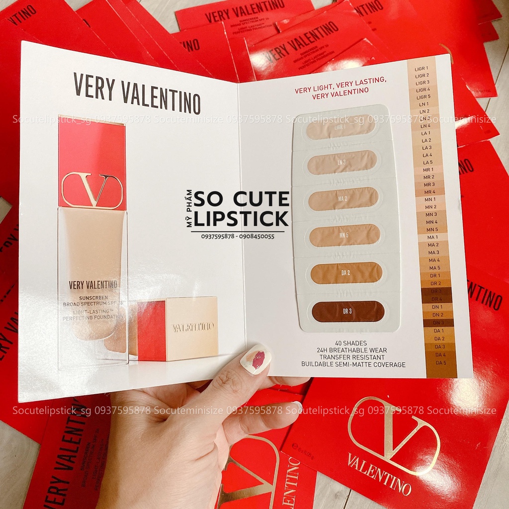 Sample Kem Nền Very Valentino Light Lasting SPF 26 Perfecting Foundation 6 Shades