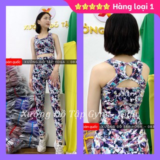 Hàng thiết kế độc lạ - Cam kết ảnh và video thật 100% - SET ĐỒ TẬP - Yoga, Gym, Aerobic - Rằn ri đỏ lưng khoét dọc