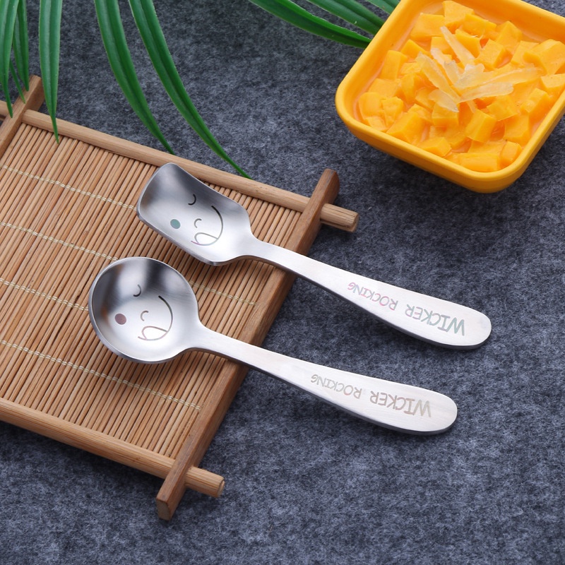 Bộ Muỗng Nĩa Ăn Đa Năng Hình Mặt Cười Dễ Thương Bằng Thép Không Gỉ 304