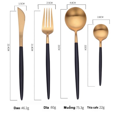 Muỗng Dao Dĩa Thìa Cafe HOKU Cá Nhân, Gia đình, Văn Phòng Inox Full Màu - MDD01