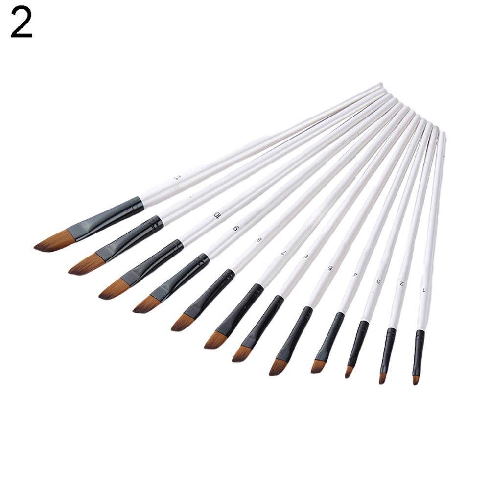 Set 12 dụng cụ cọ vẽ màu nước tay cầm bằng gỗ tiện lợi