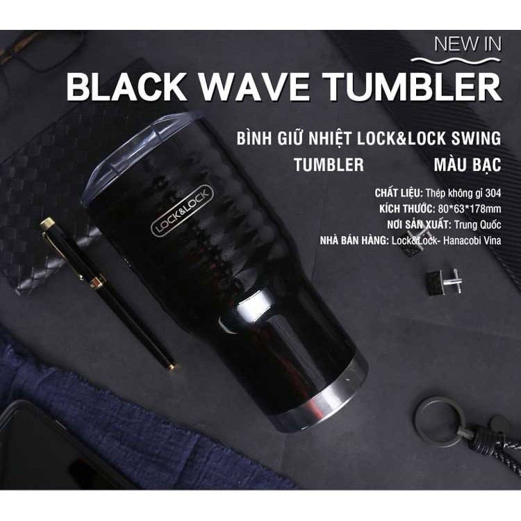 Bình giữ nhiệt Lock&Lock Wave Tumbler LHC4148BLK 750ml Màu Đen